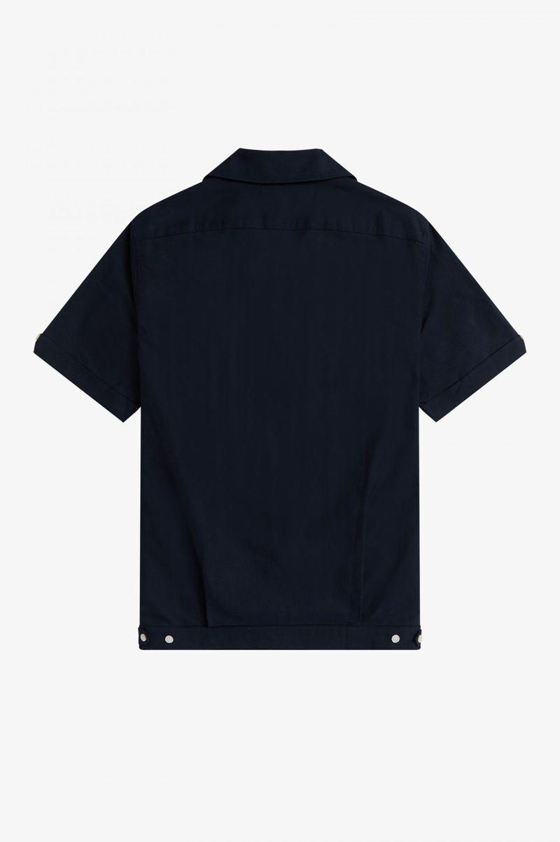 Navy Fred Perry Striped Panel Bowling Men's Shirts | PH 1540PJJQ